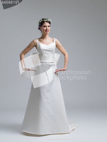 Image of Portrait of beautiful young women in wedding dress