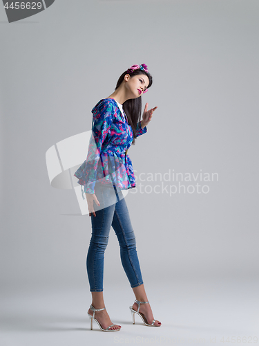 Image of Fashion Model girl isolated over white background