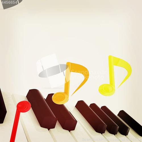 Image of music notes  background. 3D illustration. Vintage style