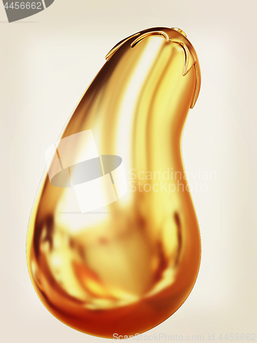 Image of Gold Eggplant icon. 3d Illustration. Vintage style