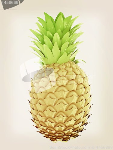 Image of pineapple.3d illustration. Vintage style