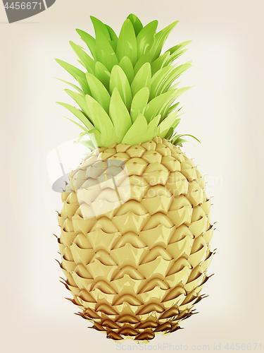 Image of pineapple.3d illustration. Vintage style