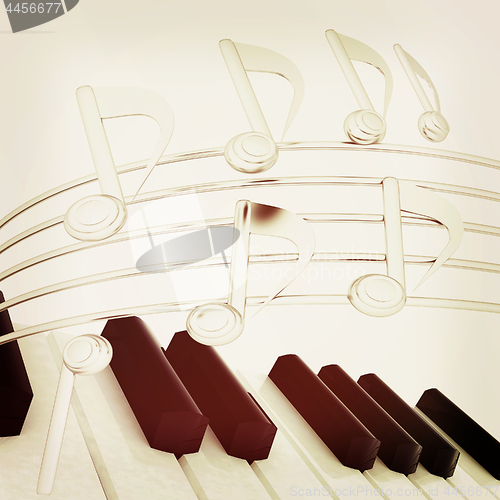 Image of music notes  background. 3D illustration. Vintage style