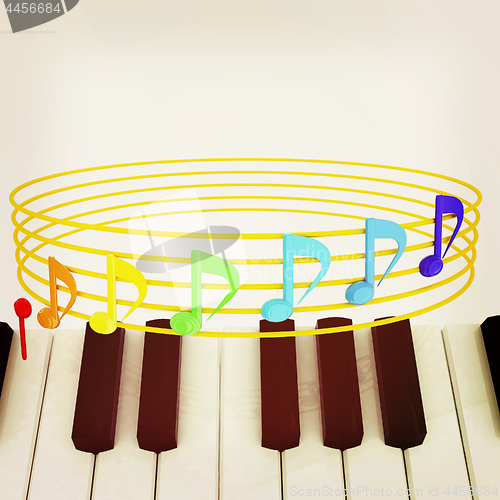 Image of music notes  background. 3D illustration. Vintage style