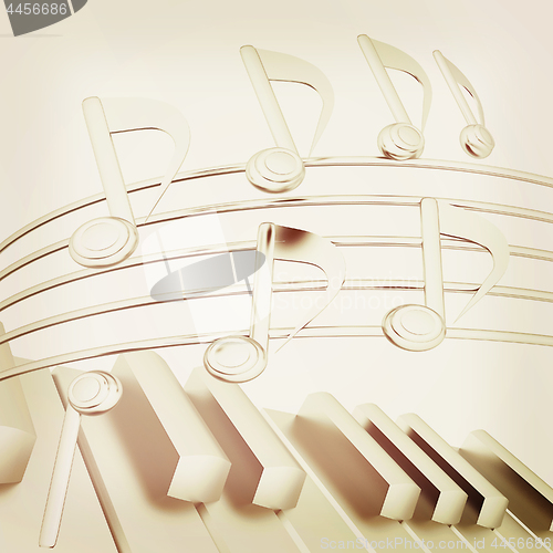 Image of music notes  background. 3D illustration. Vintage style