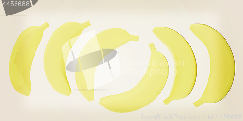 Image of bananas. 3d illustration. Vintage style