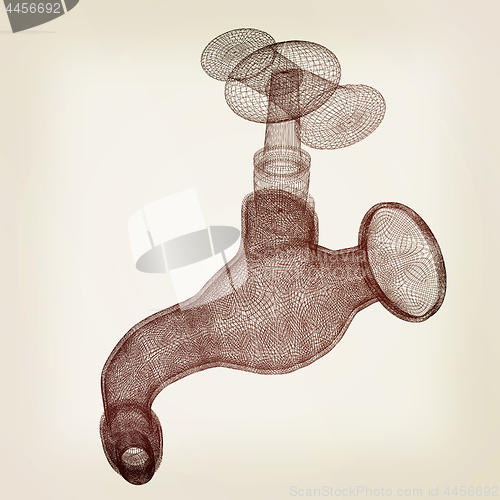 Image of Water tap. 3d illustration. Vintage style