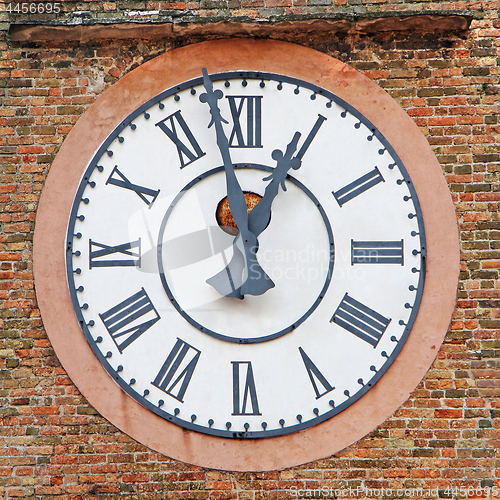 Image of Medieval Clock on a Tower in Mestre near Venice