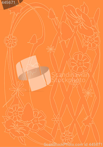 Image of Butterfly and Flower Tan Background