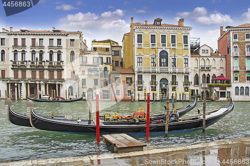 Image of Views of beautiful buildings, gondolas, bridges and canals in Ve