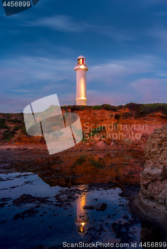 Image of Lighthouse in blue hour of dawn