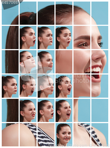 Image of The collage of different human facial expressions, emotions and feelings.