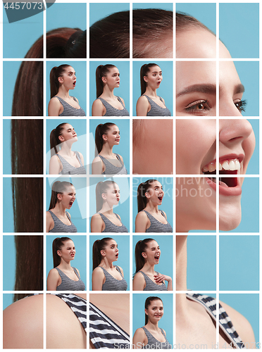 Image of The collage of different human facial expressions, emotions and feelings.