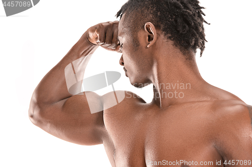 Image of Fit young man with beautiful torso isolated on white background