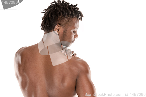 Image of Fit young man with beautiful torso isolated on white background
