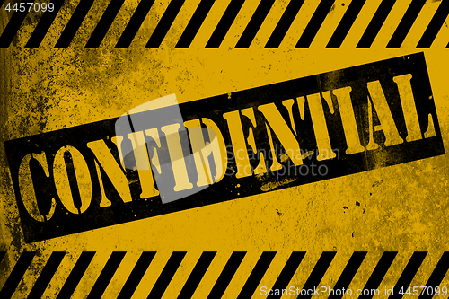 Image of Confidential sign yellow with stripes