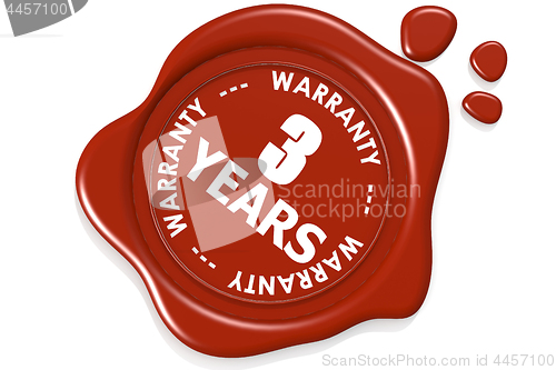 Image of Three years warranty seal isolated on white background