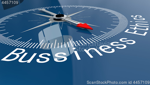 Image of Blue compass with Bussiness Ethics word