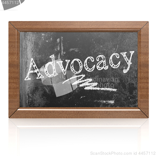 Image of Advocacy text written on blackboard