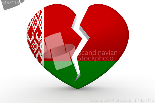 Image of Broken white heart shape with Belarus flag