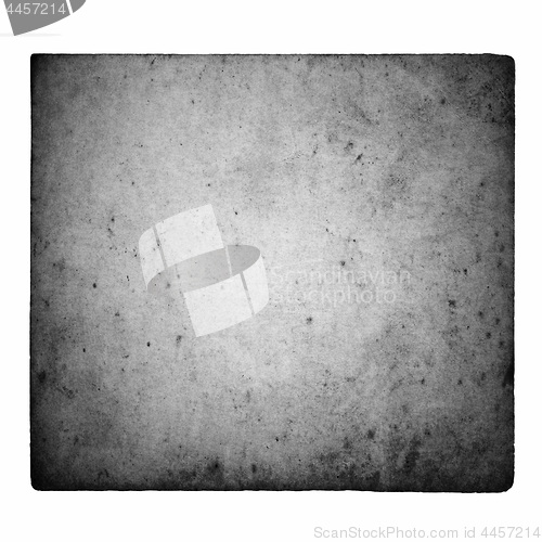 Image of Black and white film frame with light leaks and grain isolated on white background.