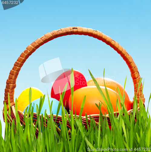 Image of Wicker basket with eggs