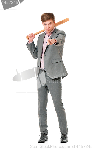 Image of Man with wooden baseball bat