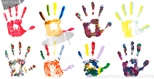 Image of Set of colorful hand prints