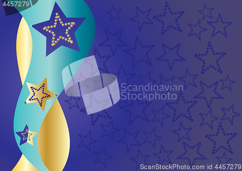 Image of Blue background with textured stars  for your greetings card