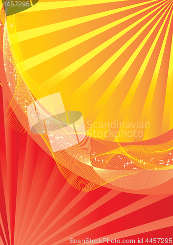 Image of Abstract background with red and yellow strips and stars