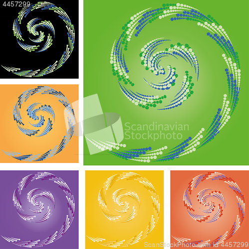 Image of Set of abstract colorful backgrounds with curl made from  rounds, part 2