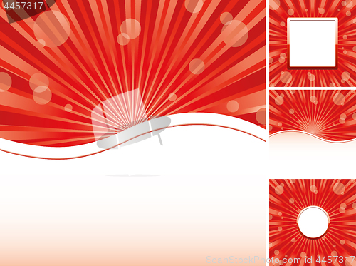 Image of Set of red abstract background with strips and rounds