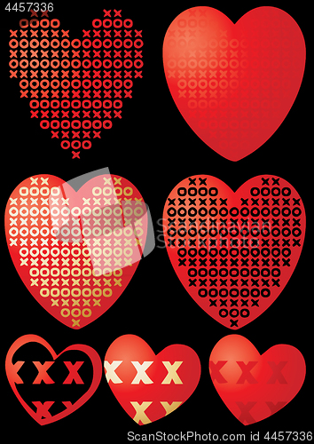 Image of Set of XOXO hearts on black
