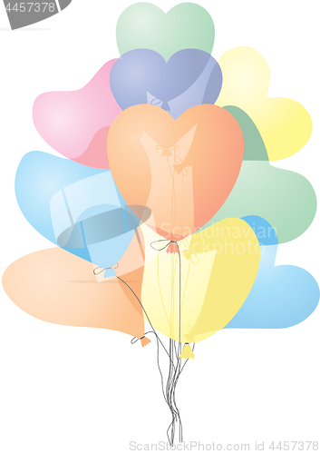 Image of Colored heart shaped balloons,  no transparency