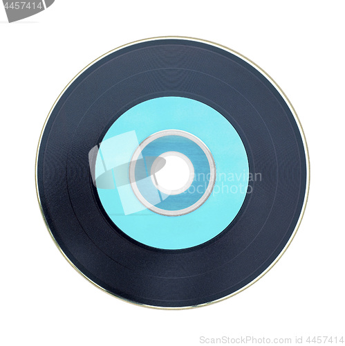 Image of Black and pastel green cd isolated on white background.