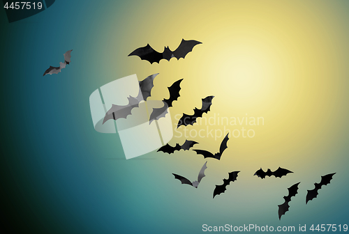 Image of bats flying over moonlight in night sky background