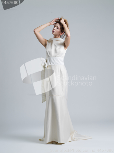 Image of Portrait of beautiful young women in wedding dress