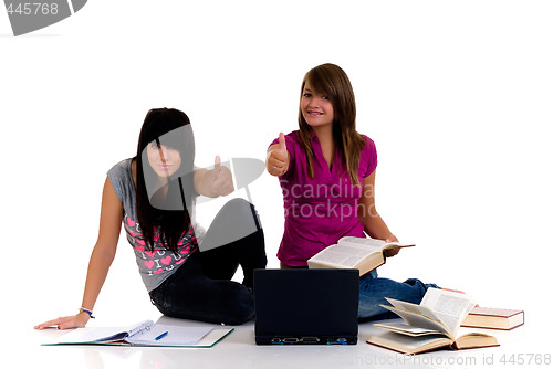 Image of Teenager girls studying