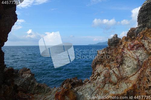 Image of Gap in the rock over sea 