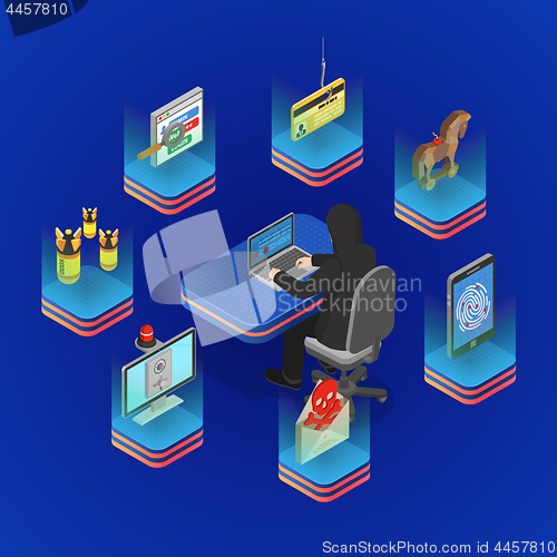 Image of Hacker Activity Isometric Concept