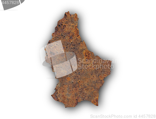 Image of Map of Luxembourg on rusty metal