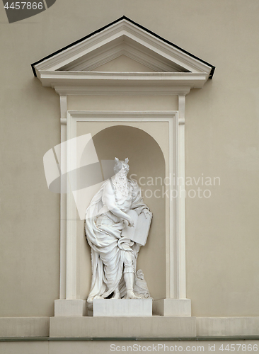 Image of Statue of Moses on St. Stanislaus and St Ladislaus cathedral in Vilnius