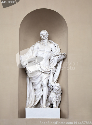 Image of Statue of st Mark on St. Stanislaus and St Ladislaus cathedral in Vilnius