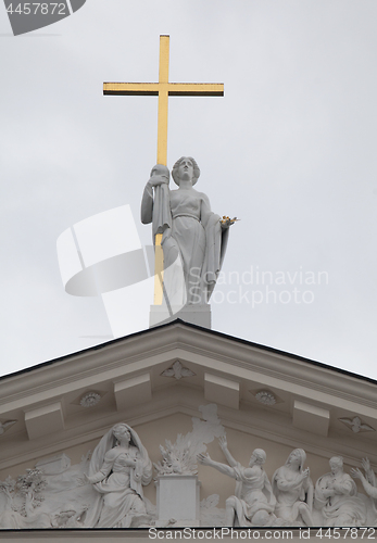 Image of Statue of St. Helen on St. Stanislaus and St Ladislaus cathedral in Vilnius