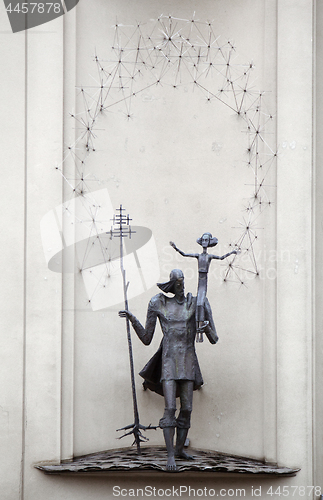 Image of Metal statue on a house in Vilnius