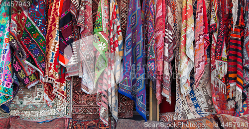 Image of Oriental carpets in street market