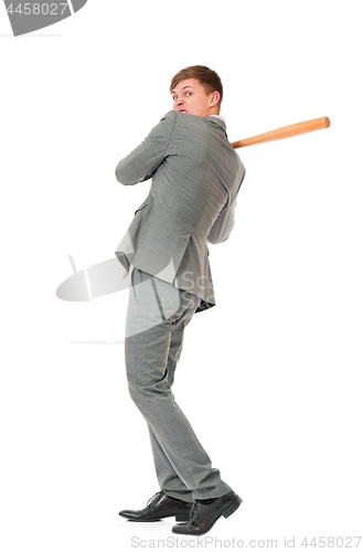 Image of Man with wooden baseball bat