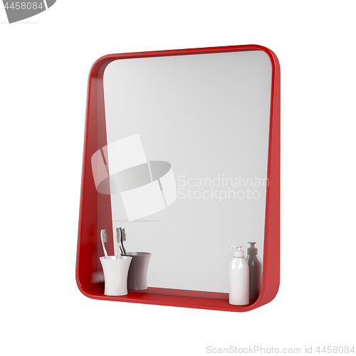 Image of Red bathroom mirror