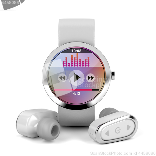 Image of Wireless earphones and smart watch