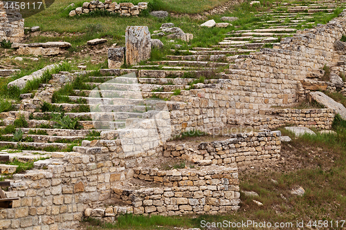 Image of Old stairs in ancient city, Hierapolis near Pamukkale, Turkey